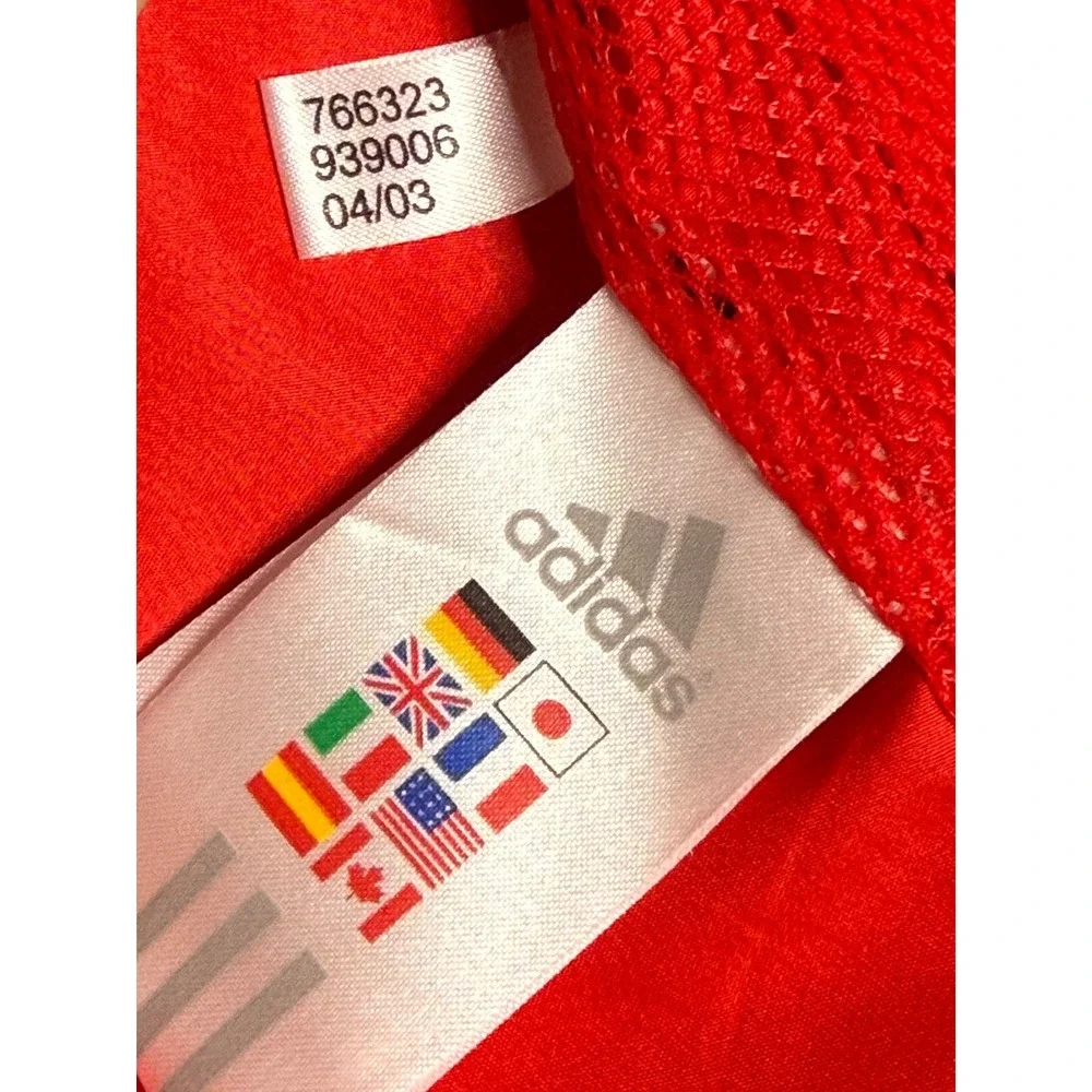 Adidas Vintage 2003 Red Navy Blue Stripe Full Zip Windbreaker‎ Jacket 939006 S
